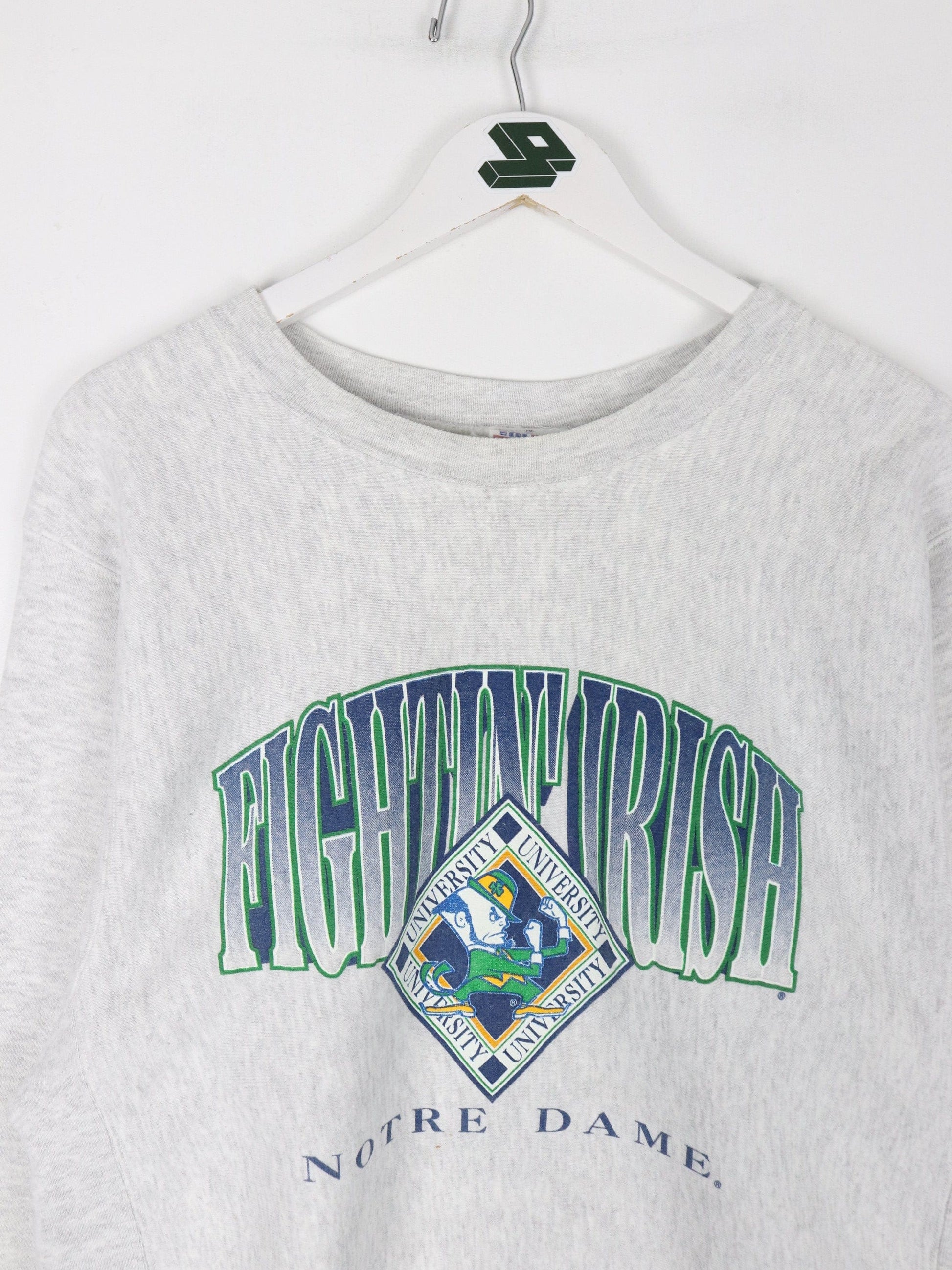 Collegiate Sweatshirts & Hoodies Vintage Notre Dame Fighting Irish Sweatshirt Fits Mens Large Grey College