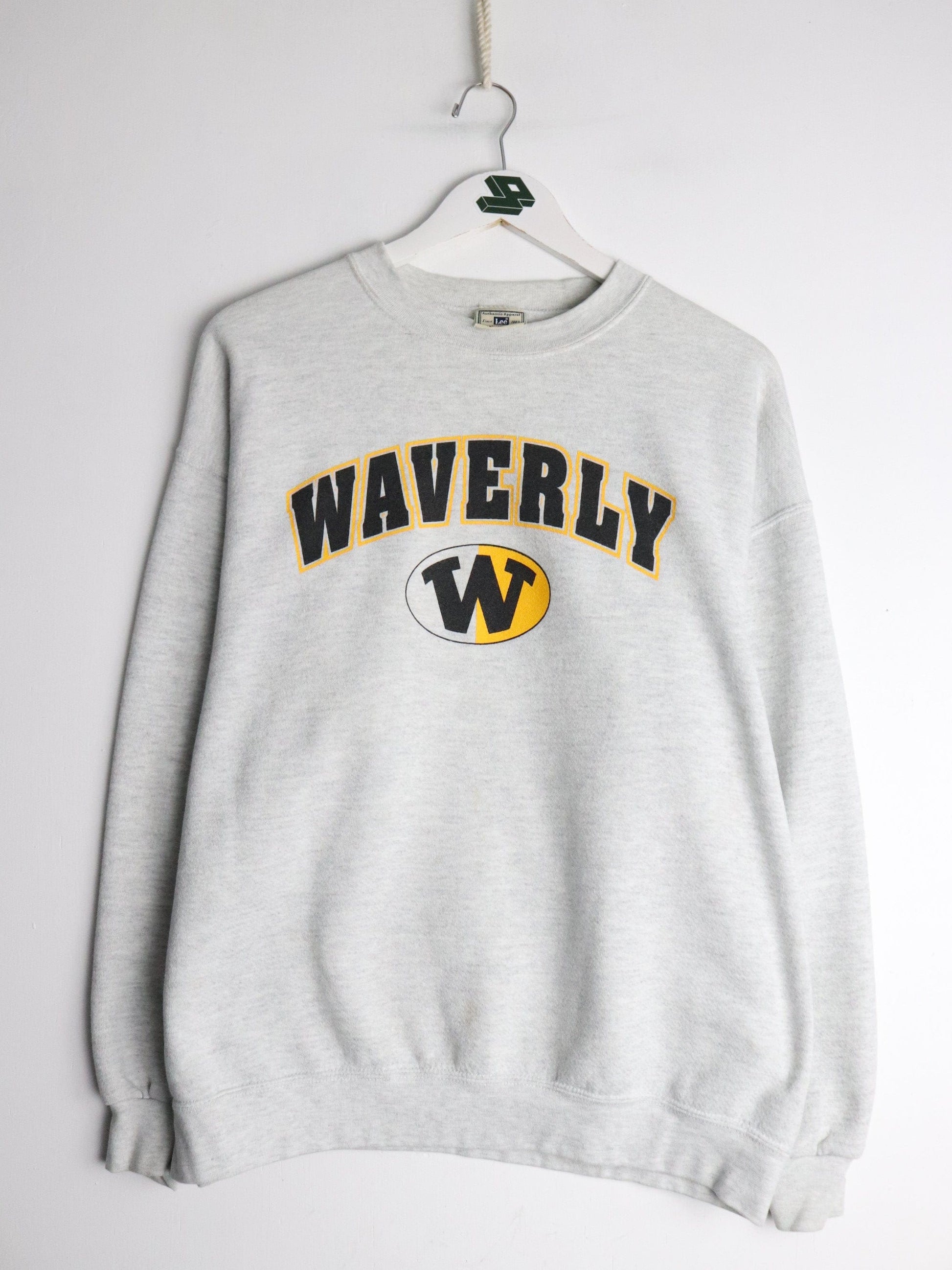 Collegiate Sweatshirts & Hoodies Vintage Waverly College Sweatshirt Mens Large Grey