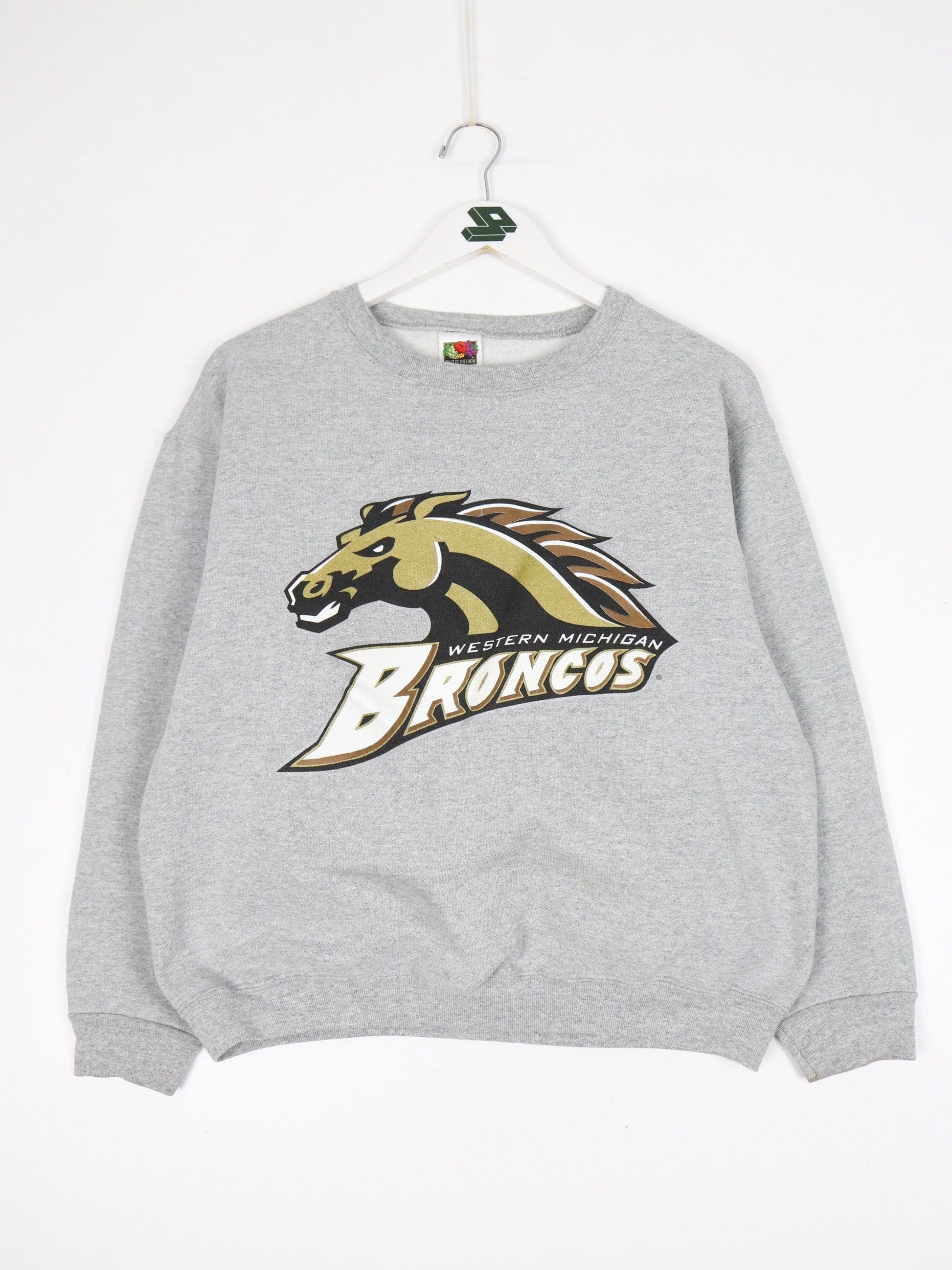 Collegiate Sweatshirts & Hoodies Vintage Western Michigan Broncos Sweatshirt Fits Mens S Grey College
