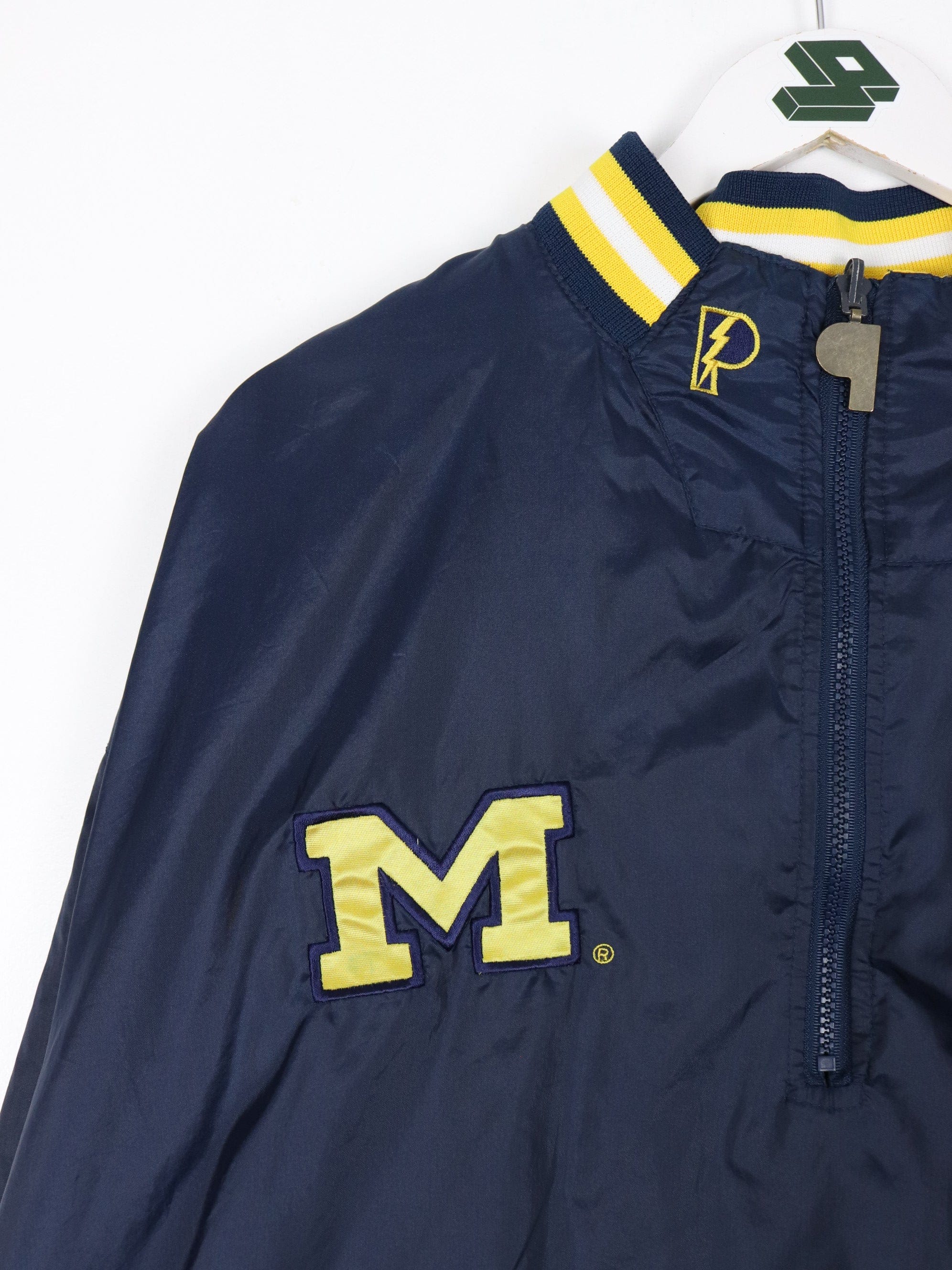 Vintage 80s University of Michigan Graphic Jackets Wind Breaker good Tyvek Jacket Size Medium