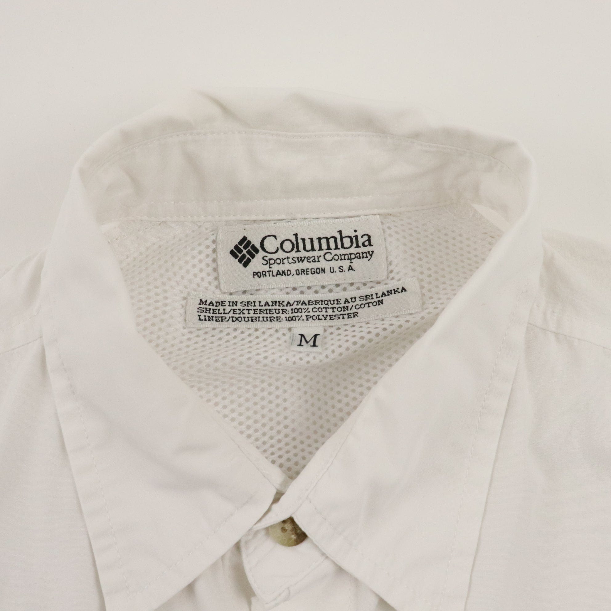 Vintage Columbia Shirt Mens Medium White Fishing Button Up Outdoors
