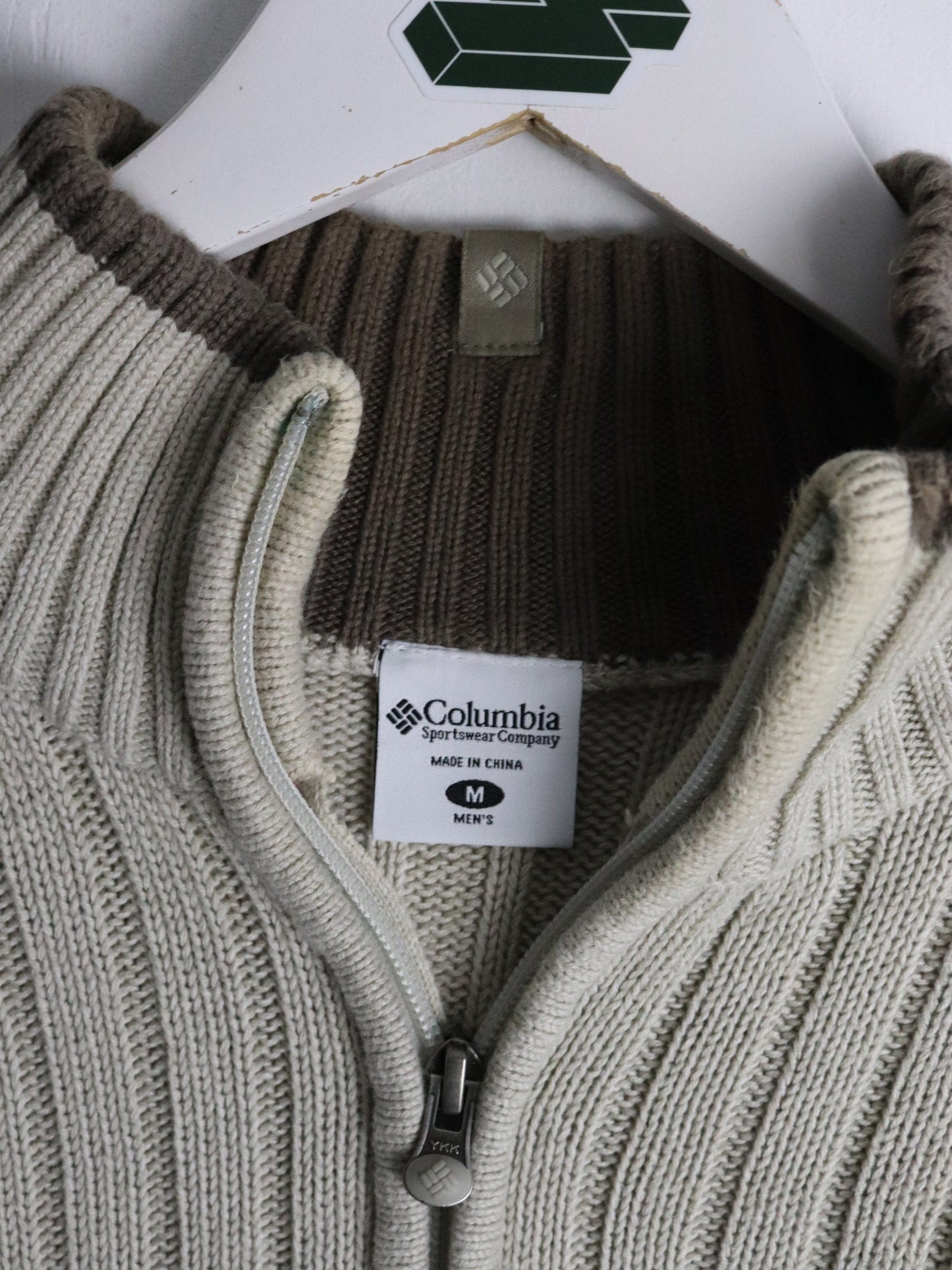 Columbia Knitwear Columbia Sweater Mens Medium Beige Knit