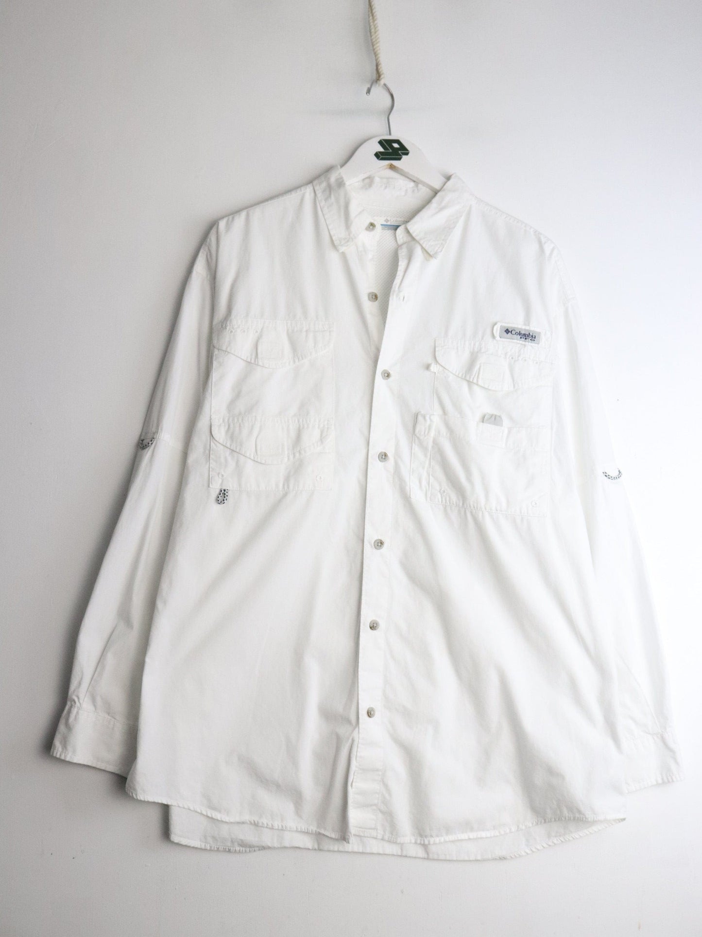 Columbia Shirt Mens Medium White PFG Fishing Button Up from propervintagecanada