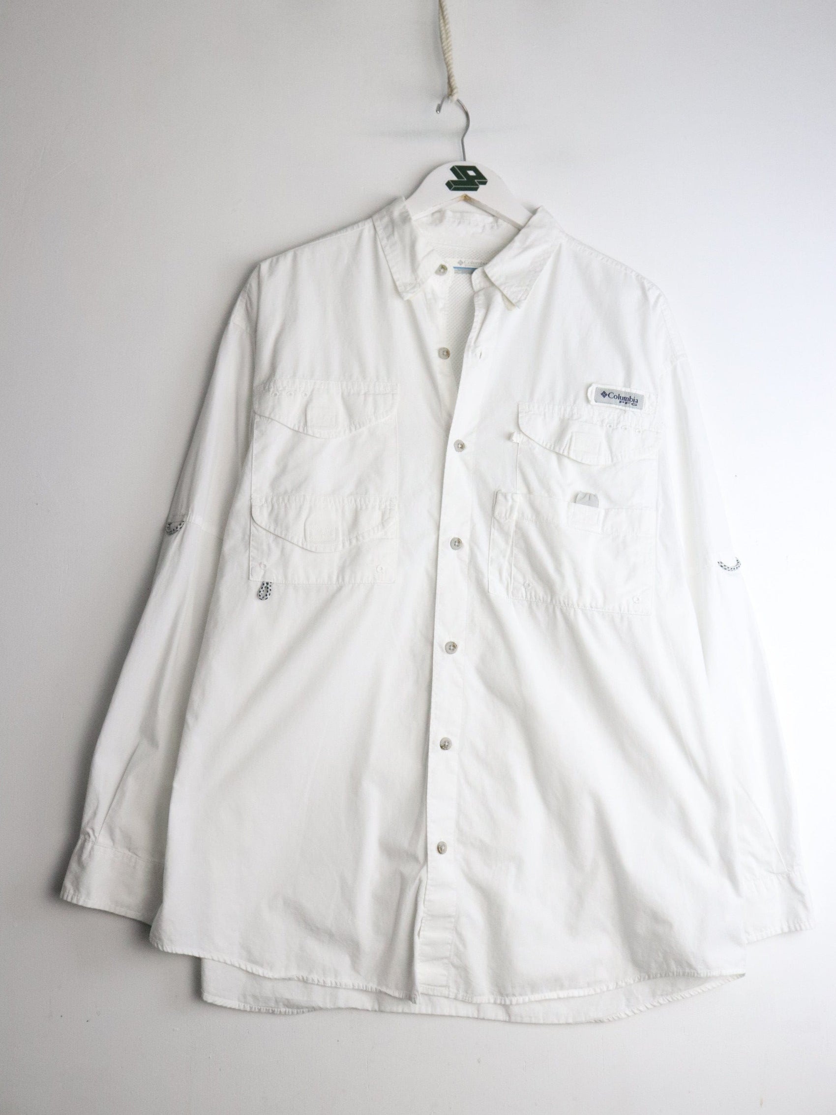 Columbia Shirt Mens Medium White PFG Fishing Button Up from propervintagecanada