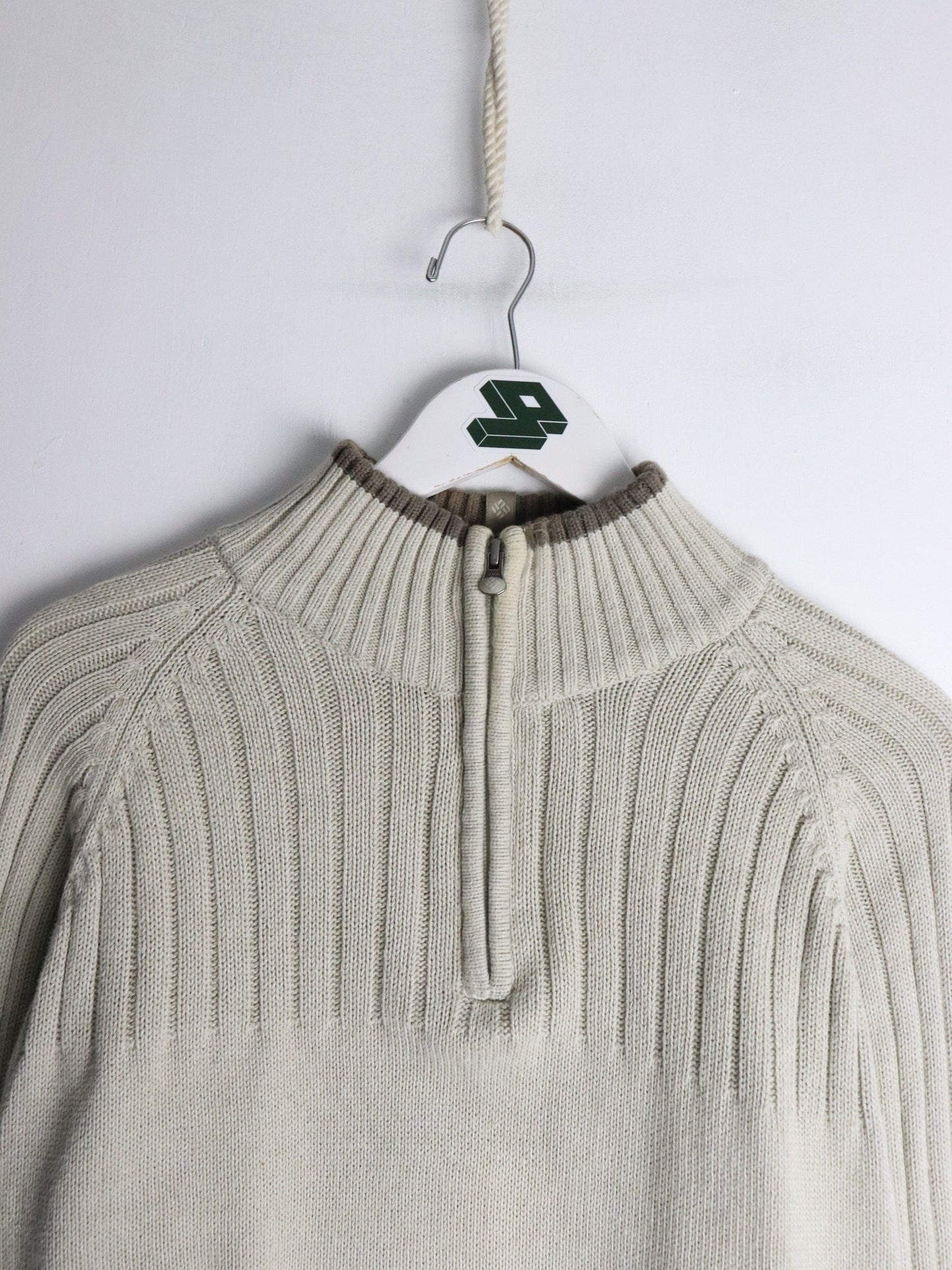 Columbia Sweater Mens Medium Beige Knit from propervintagecanada