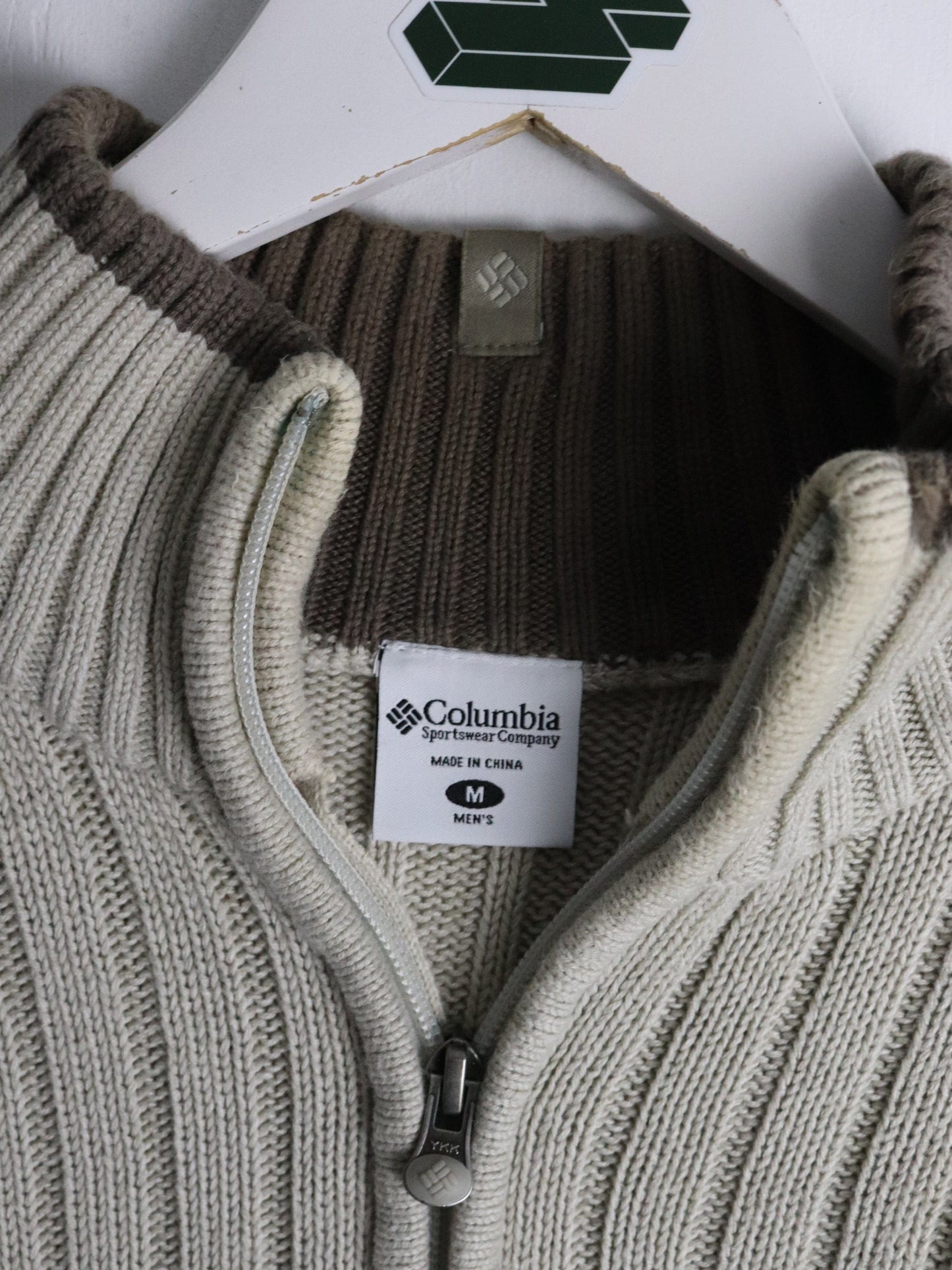 Columbia Sweater Mens Medium Beige Knit from propervintagecanada