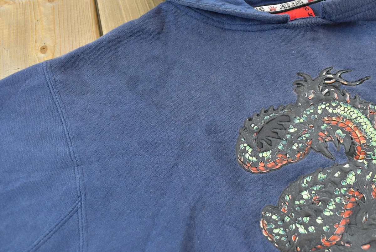 Vintage 1990s JNCO Jeans Dragon Tribal Hoodie Sweatshirt Mens S