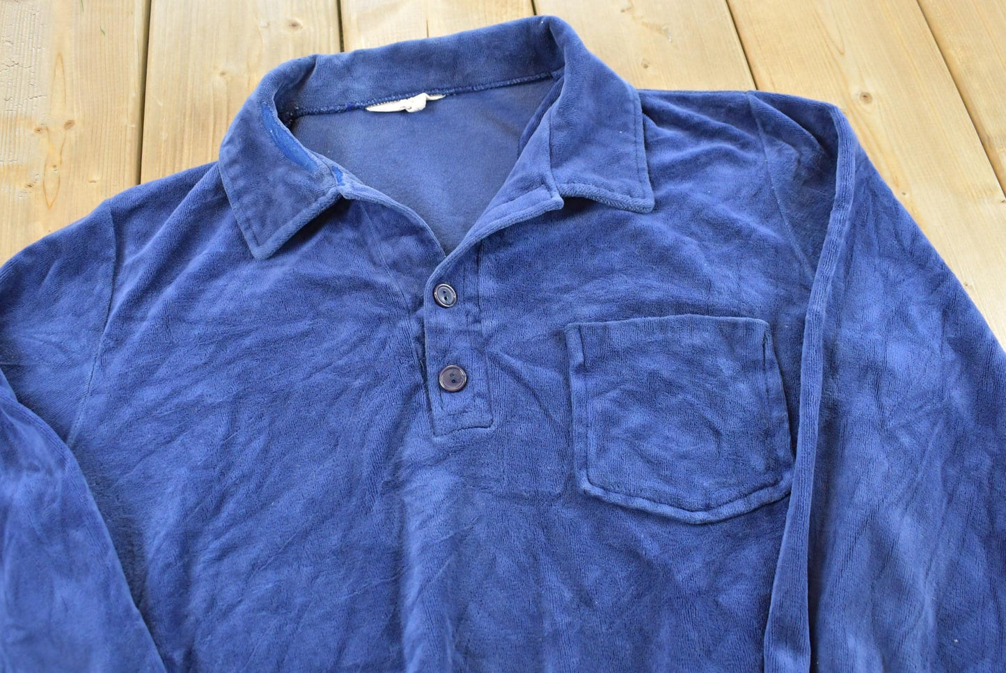 Vintage 1980s Majestic Collared Velour Sweater Men's S