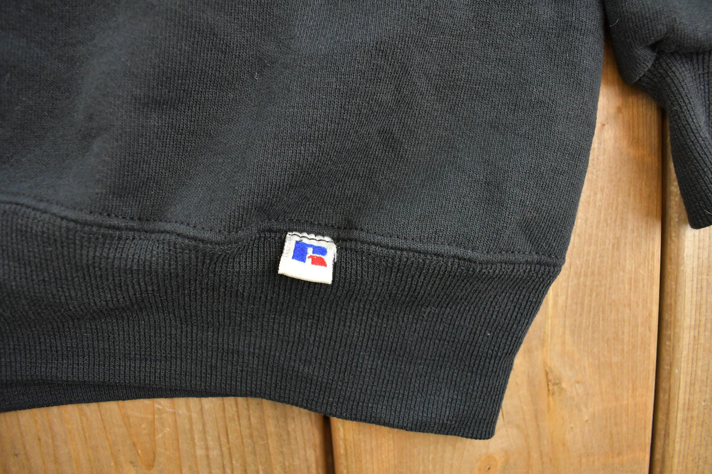 Vintage 1990s Russell Athletic Blank Black Turtleneck Sweatshirt Men's L