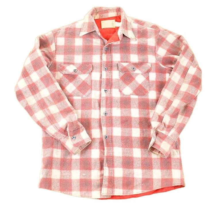 Vintage 1970s Fieldmaster Lined Plaid Western Style Button Up Shirt Men's Large