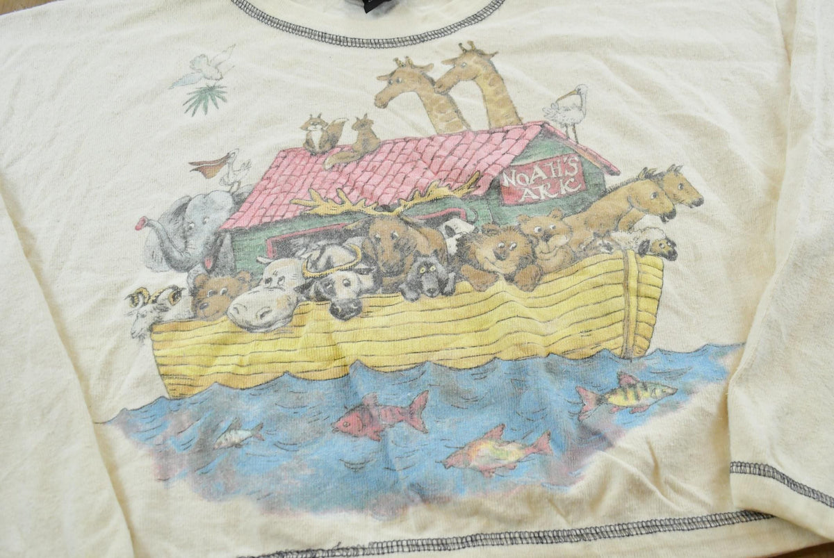 Vintage 1980s Noah's Ark Crewneck Sweatshirt Cropped Women's XL