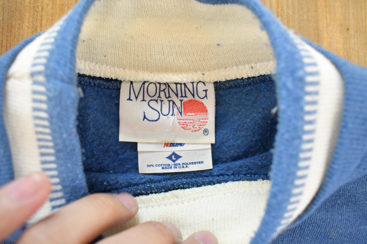 Vintage 1990s Morning Sun Chickadee Birds Graphic Crewneck Sweatshirt Women's L