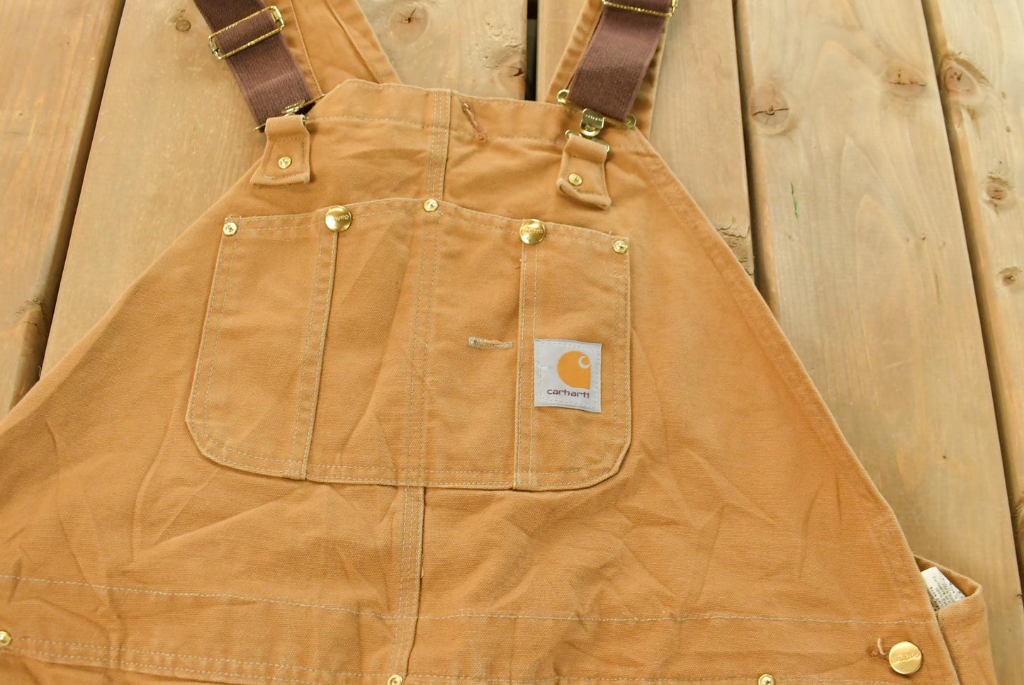 Vintage 1990s Carhartt Double Knee Canvas Bib Overalls Men's 46 x 31