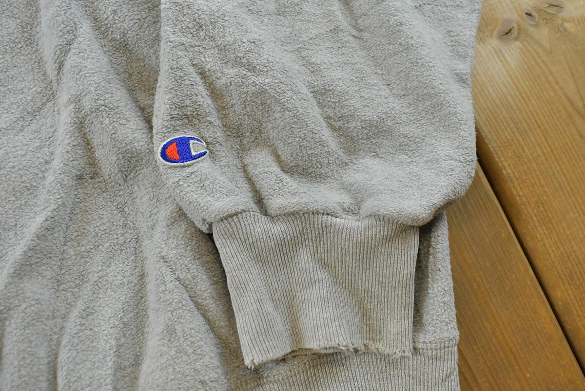 Vintage 1990s Distressed Middle Logo Embroidered Champion Crewneck Sweatshirt Men's 2XL