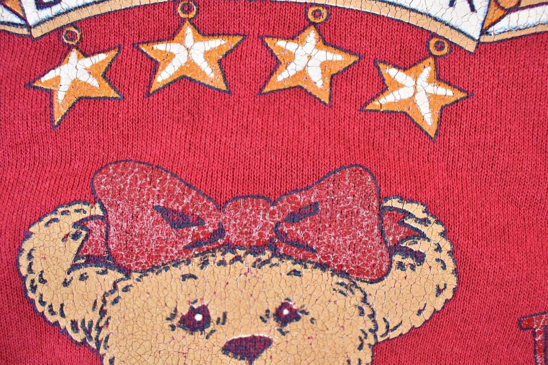 Vintage 1990s Bear Collector Collared Crewneck Sweater Women's Large