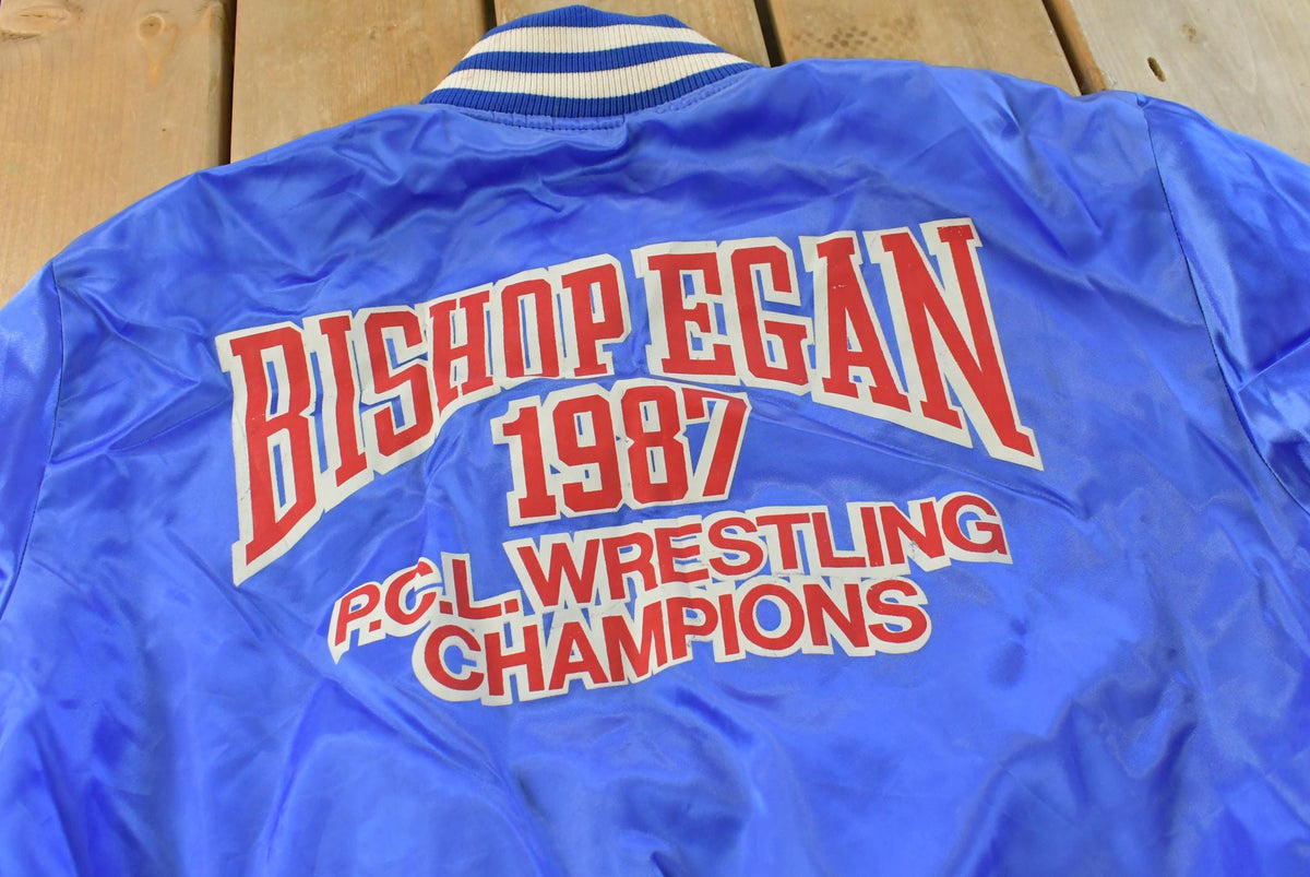 Vintage 1980s Birdie Wrestling Champions Satin Bomber Jacket Men's L