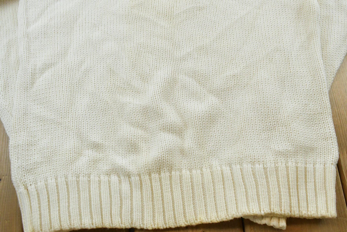 Vintage 1990s Polo Ralph Lauren Embroidered Crest Logo Cotton Knit Crewneck Sweater Women's M