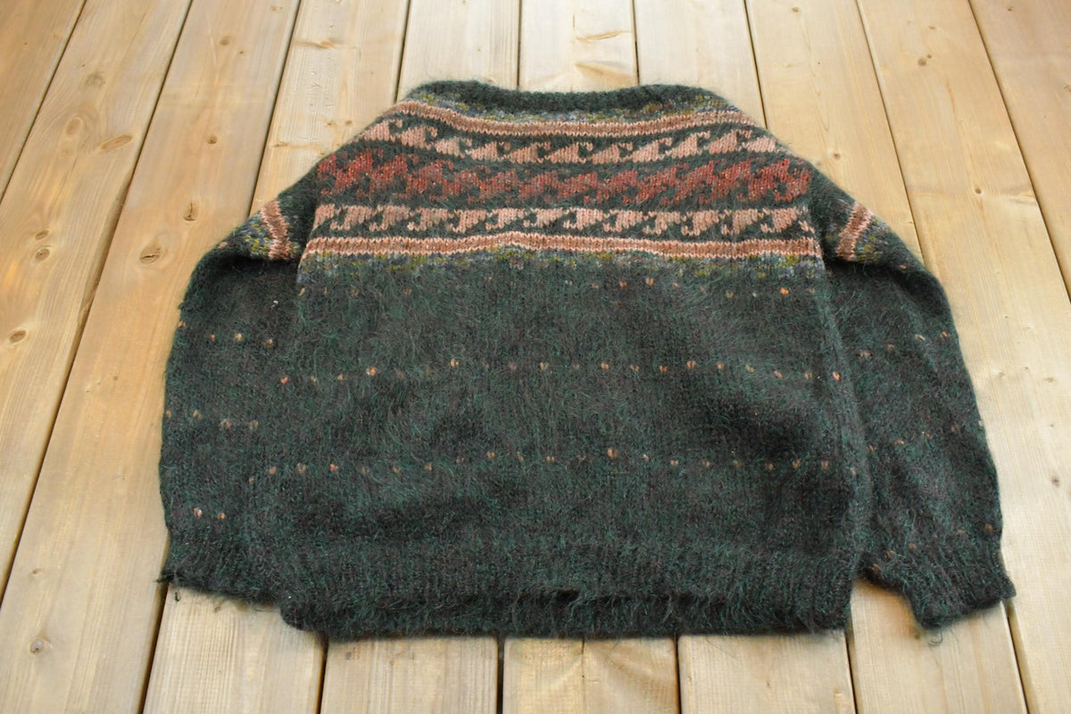 Vintage 1990s Canaan Mountain Mohair Wool Knit Sweater Men's Medium / Vintage 90s Crewneck / Abstract Pattern Sweater / Pullover Sweatshirt