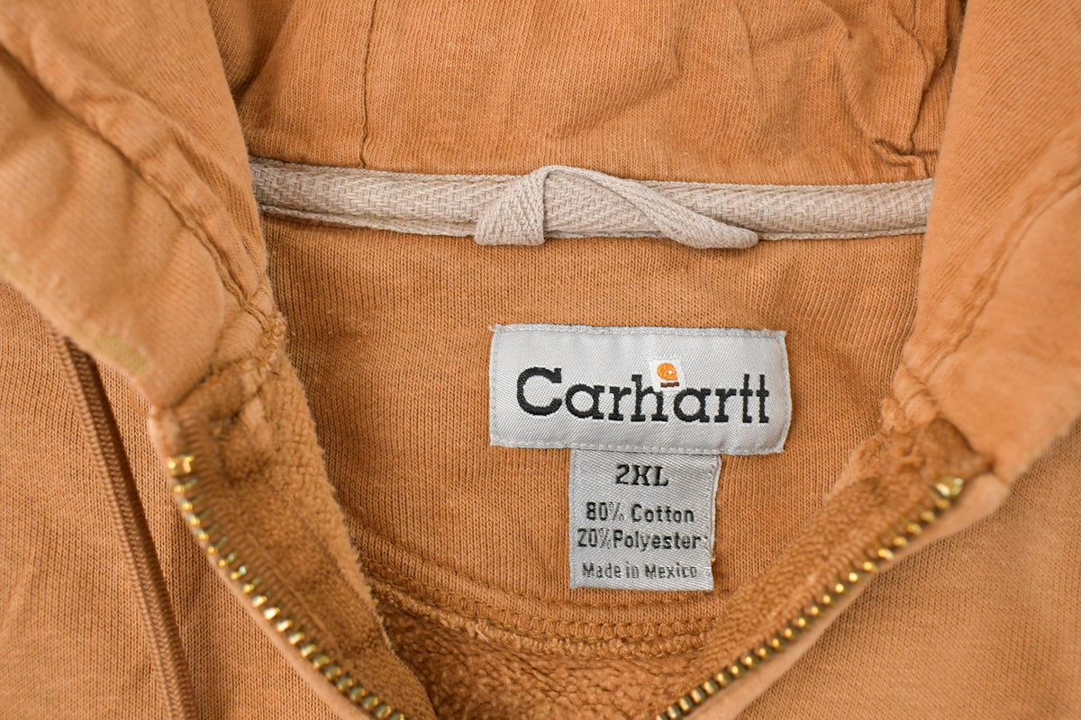 Vintage 1990s Carhartt Full Zip Thermal Lined Hoodie Sweatshirt Men's 2XL