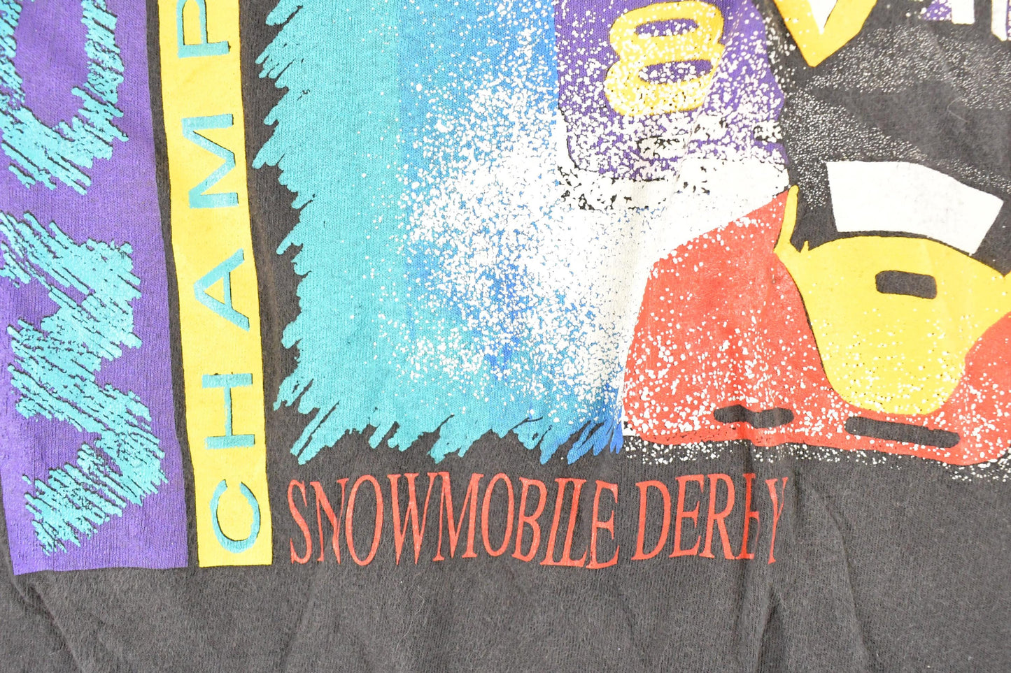 Vintage 1990s Eagle Valley Snowmobile Derby Graphic Print Crewneck Shirt Men's M