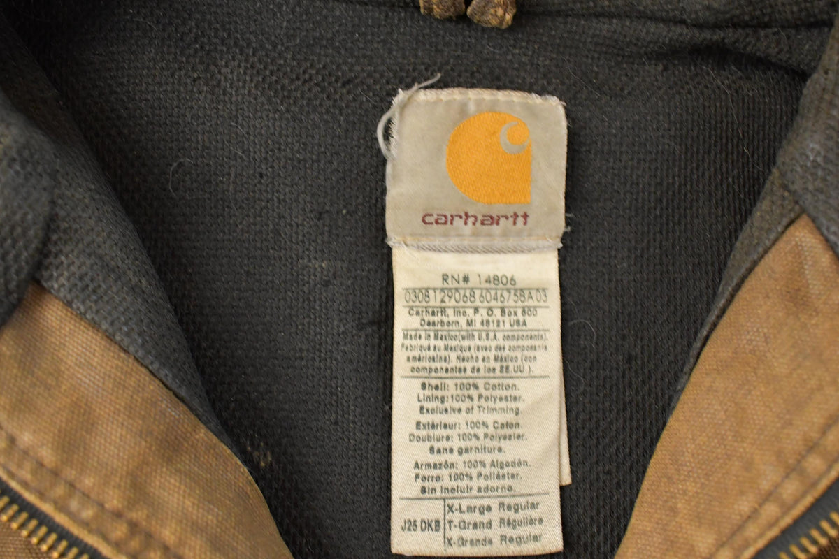 Vintage 1990s Distressed Carhartt Hooded Jacket Men's XL