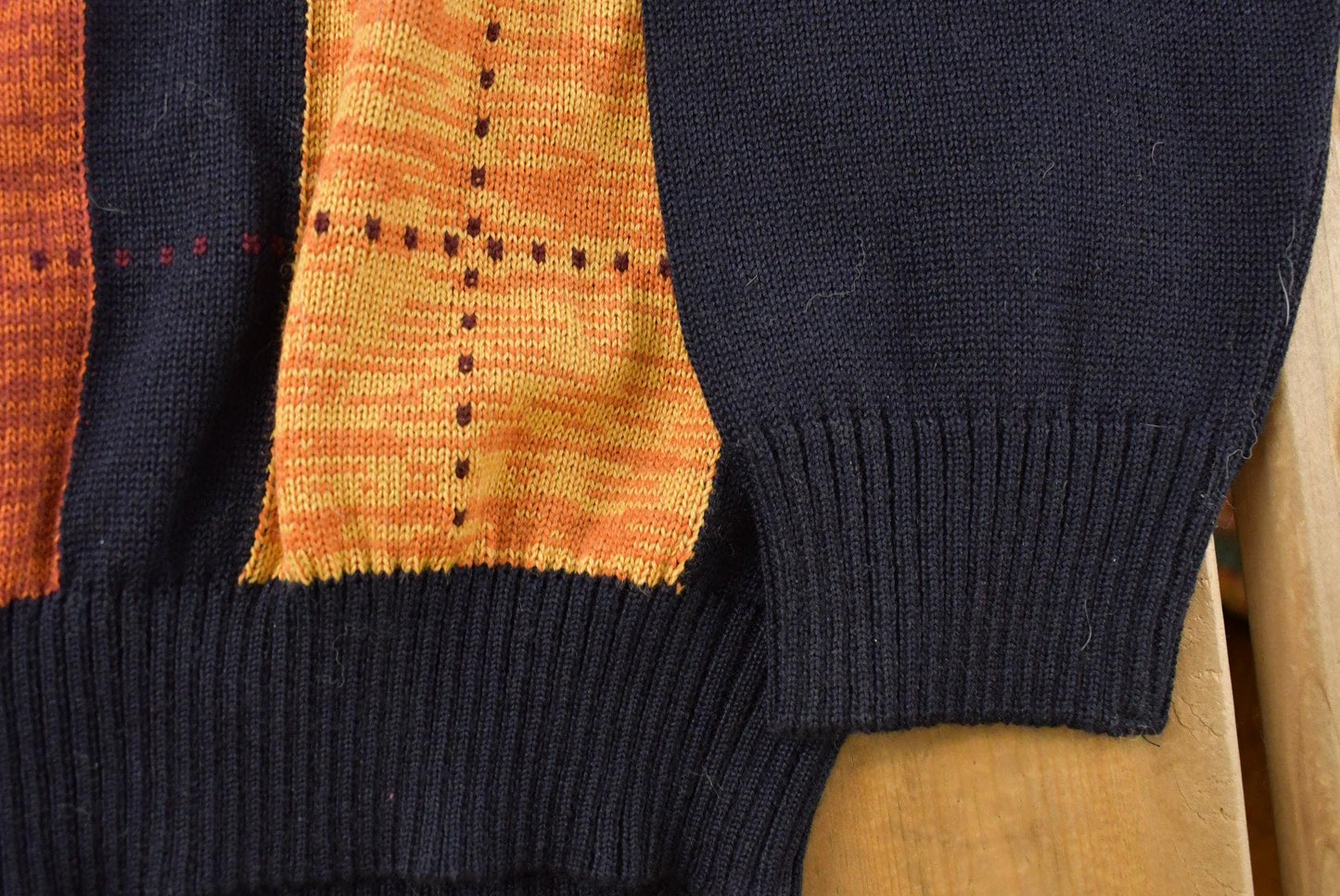 Vintage 1990s Norm Thompson Geometric Wool Knit Crewneck Sweater Men's Large
