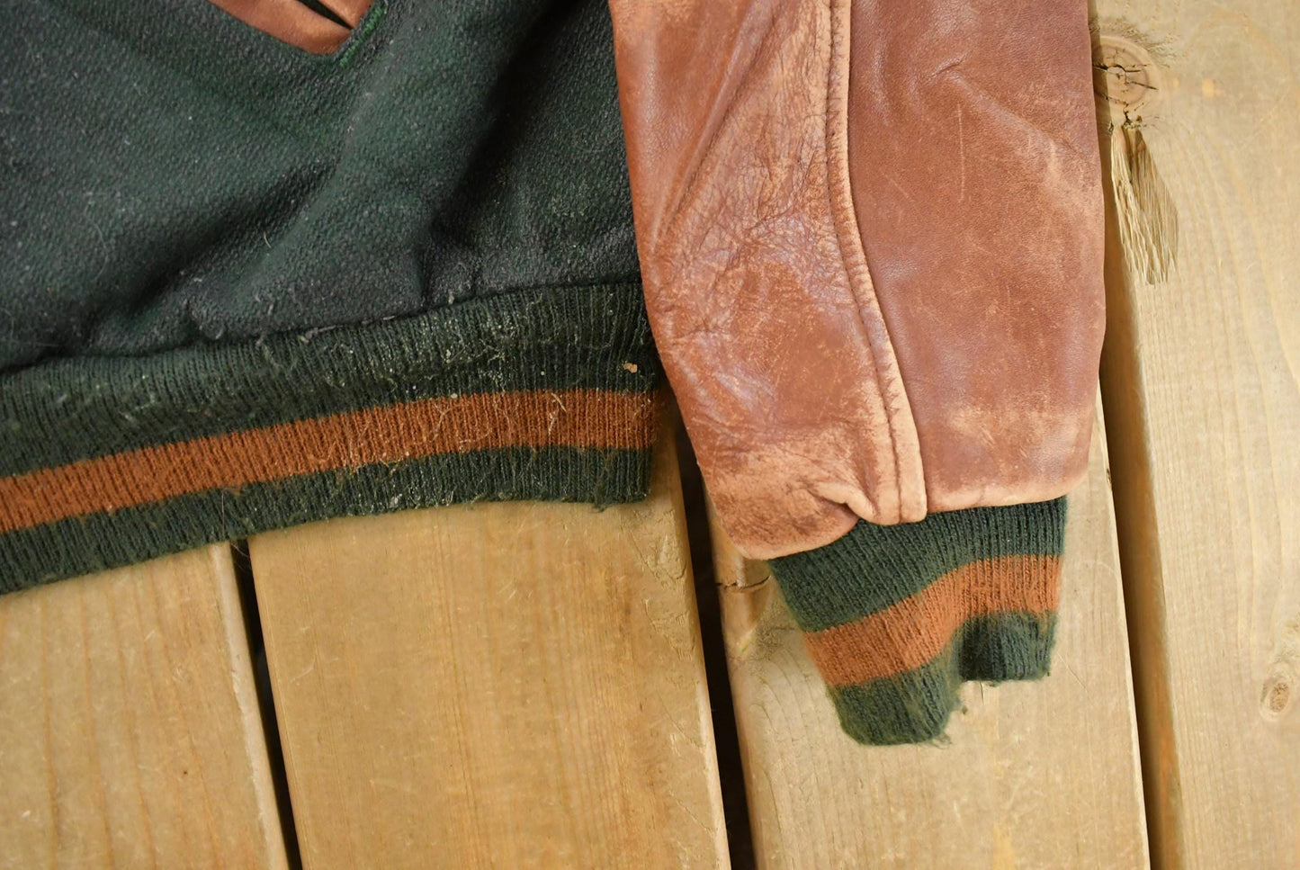 Vintage 1990s Eagle Sportswear Embroidered Wool Leather Varsity Jacket Men's L