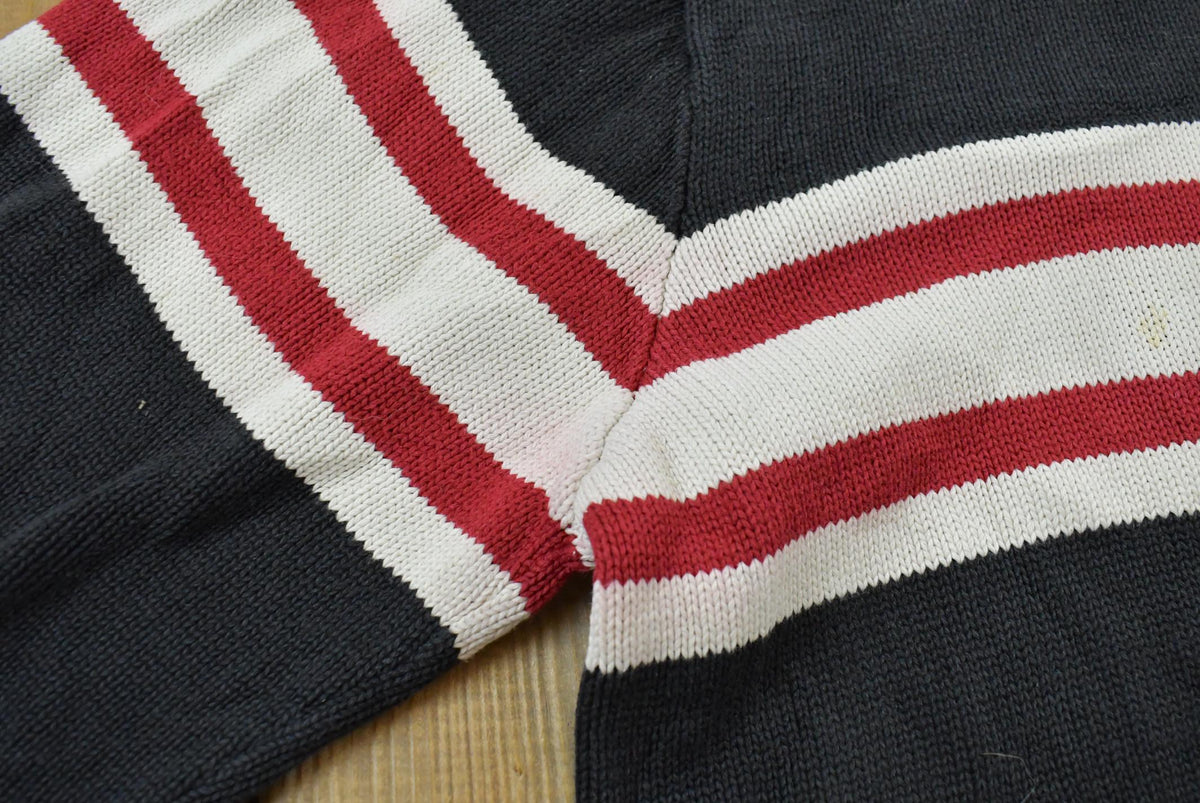 Vintage 1990s Tommy Hilfiger Striped Quarter Zip Knit Sweater Men's L