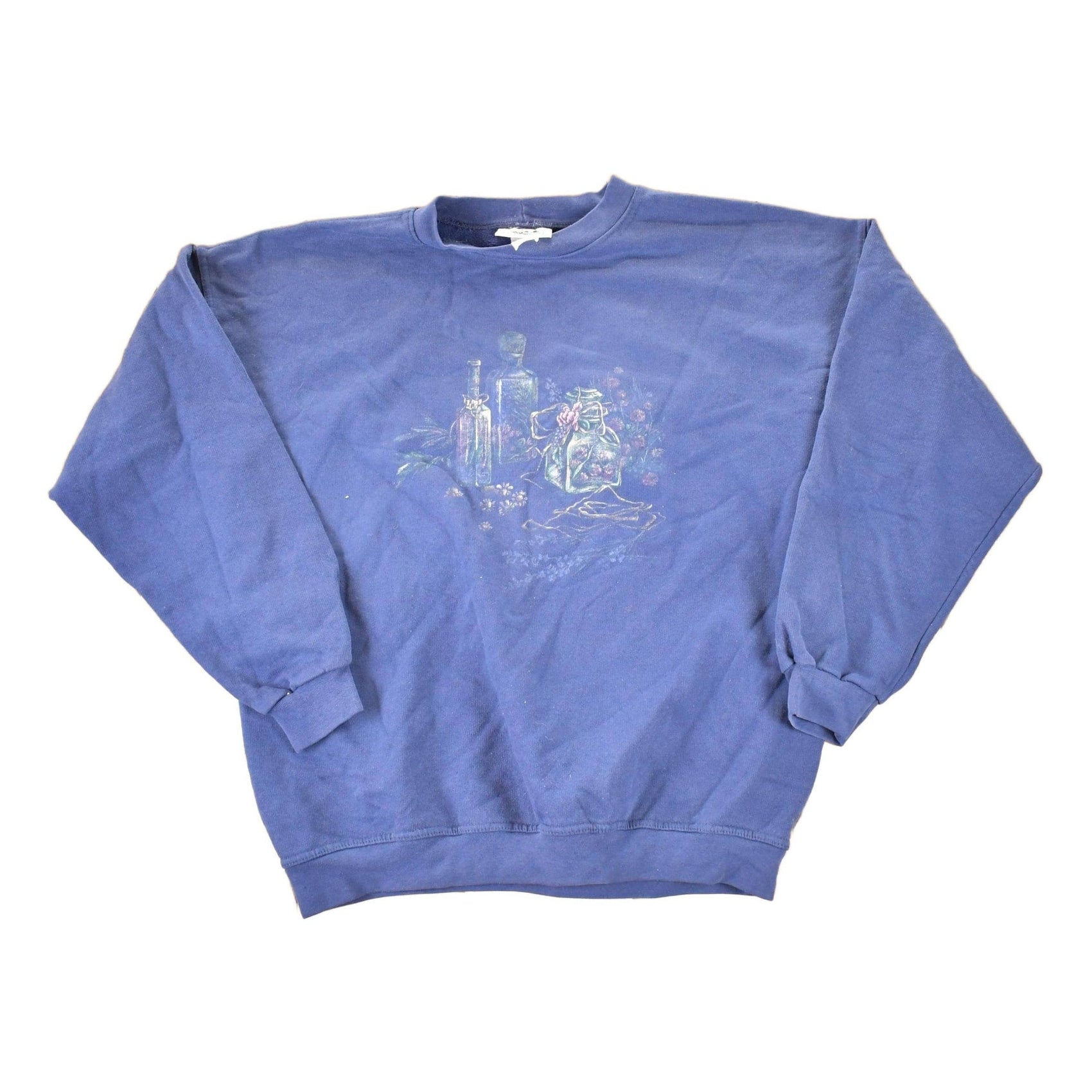 Vintage 1990s Northern Reflections Flower Glass Cute Cartoon Crewneck Sweatshirt Women's L