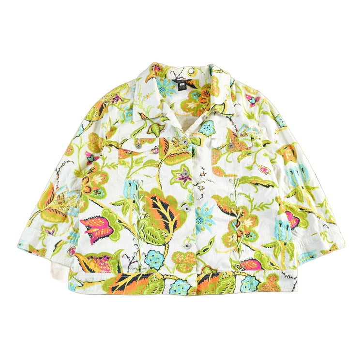 Vintage 1990s Multiples All Over Print Floral Blazer Button Up Jacket Women's Large