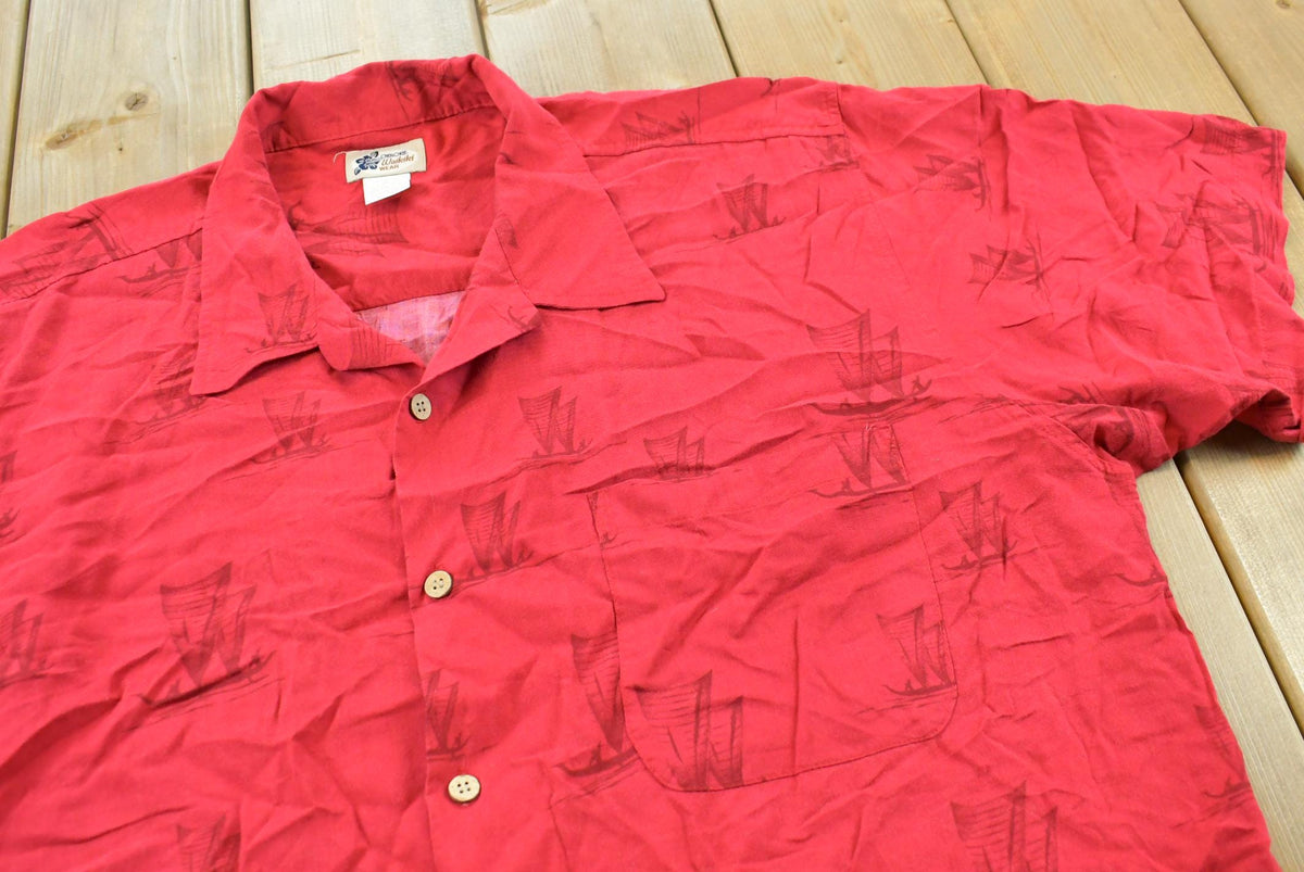 Vintage 1990s Cherokee Wakiki Wear Back Print Hawaiian Button Up Shirt Men's XL