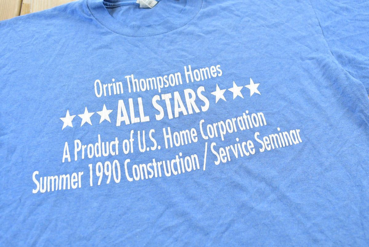 Vintage 1990 Orrin Thompson Homes All Stars Construction Promotional Souvenir T-Shirt Men's L