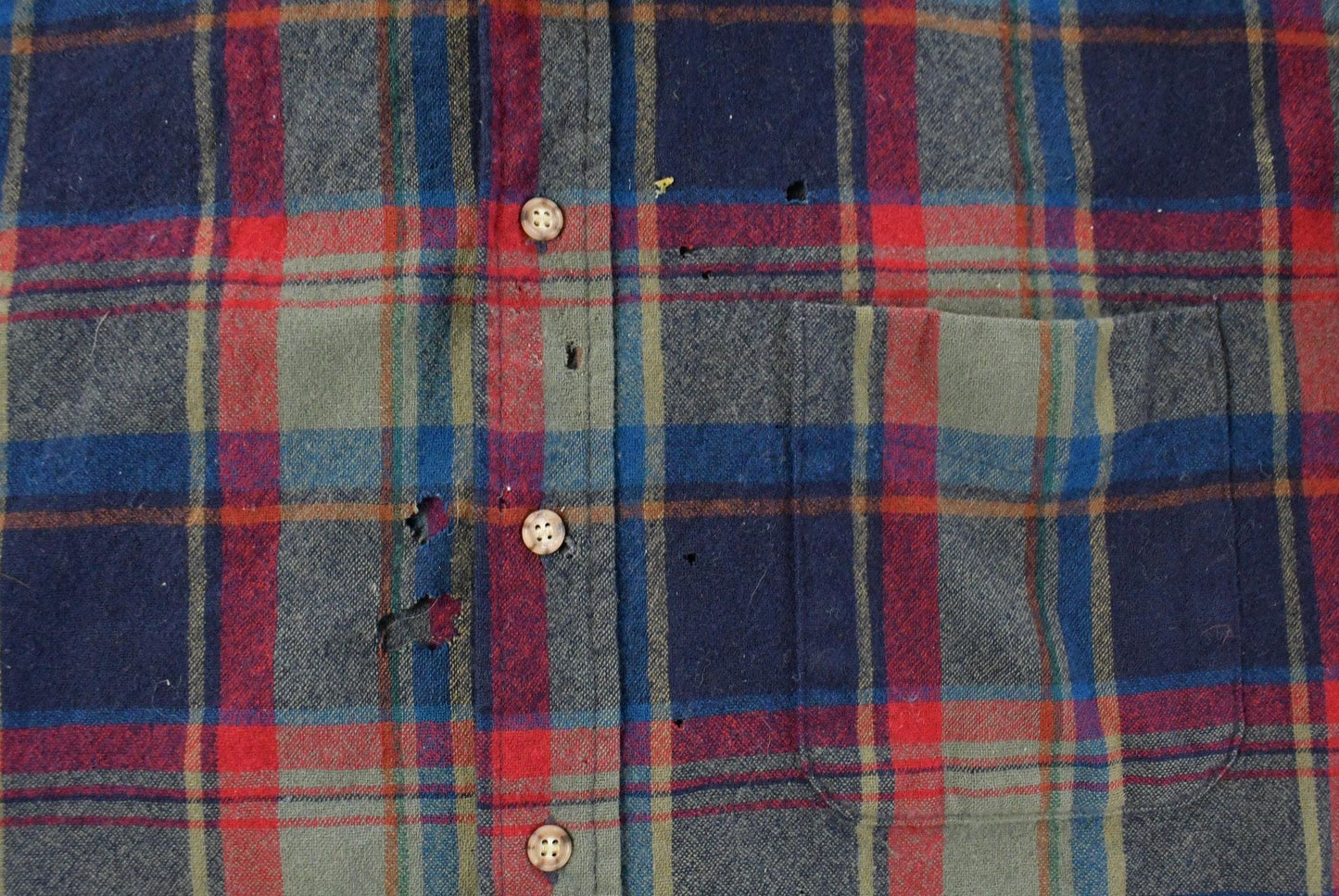 Vintage 1990s Pendleton Distressed Wool Plaid Button Up Flannel Shirt Men's 2XL Tall