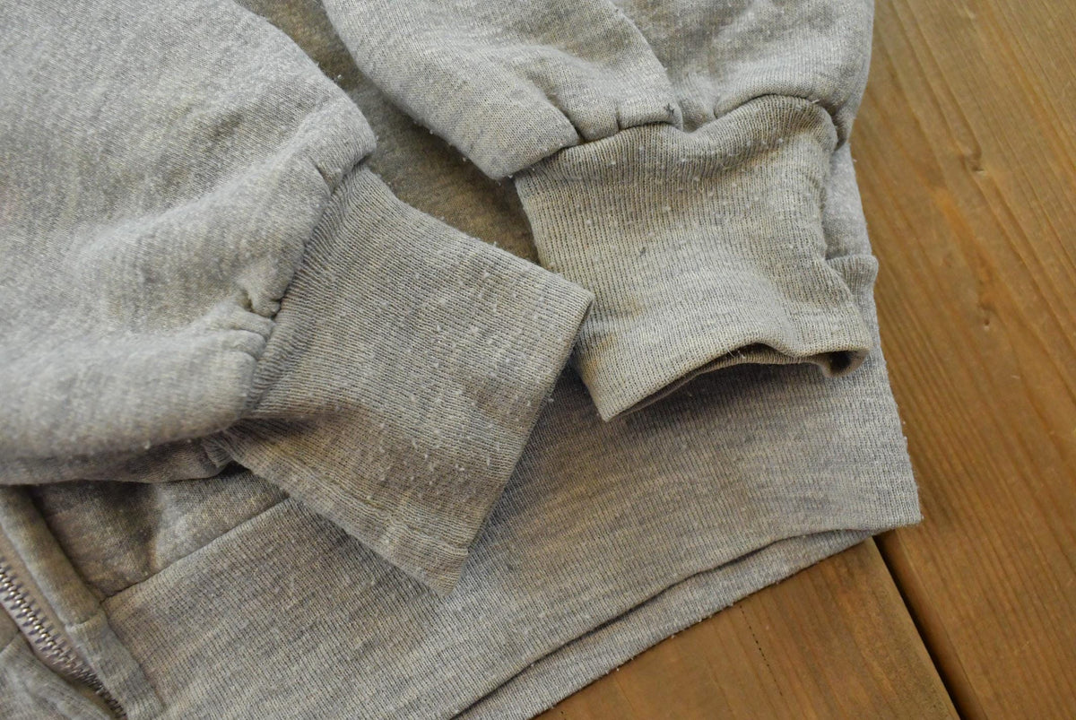 Vintage 1990s Bronzini Blank Grey Thermal Lined Full Zip Hoodie Men's L