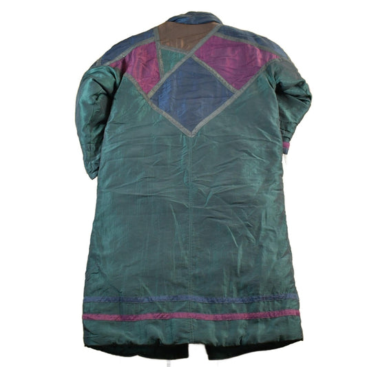 Vintage 1990s Pizazz Color Block Long Parka Jacket Women's Large