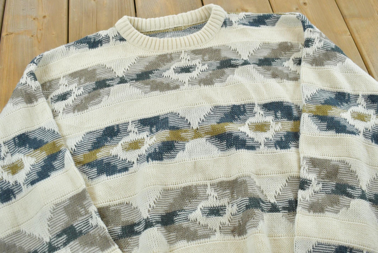 Vintage 1990s Abstract Knit Crewneck Sweater Men's M