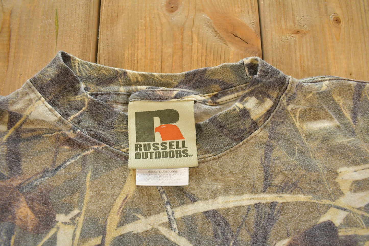 Vintage 1990s Russell Outdoors Real Tree Camouflage Crewneck Sweatshirt Men's M