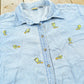Vintage 1999 Warner Bros Looney Tunes Tweety Bird Embroidered Short Sleeve Denim Shirt Women's 3XL