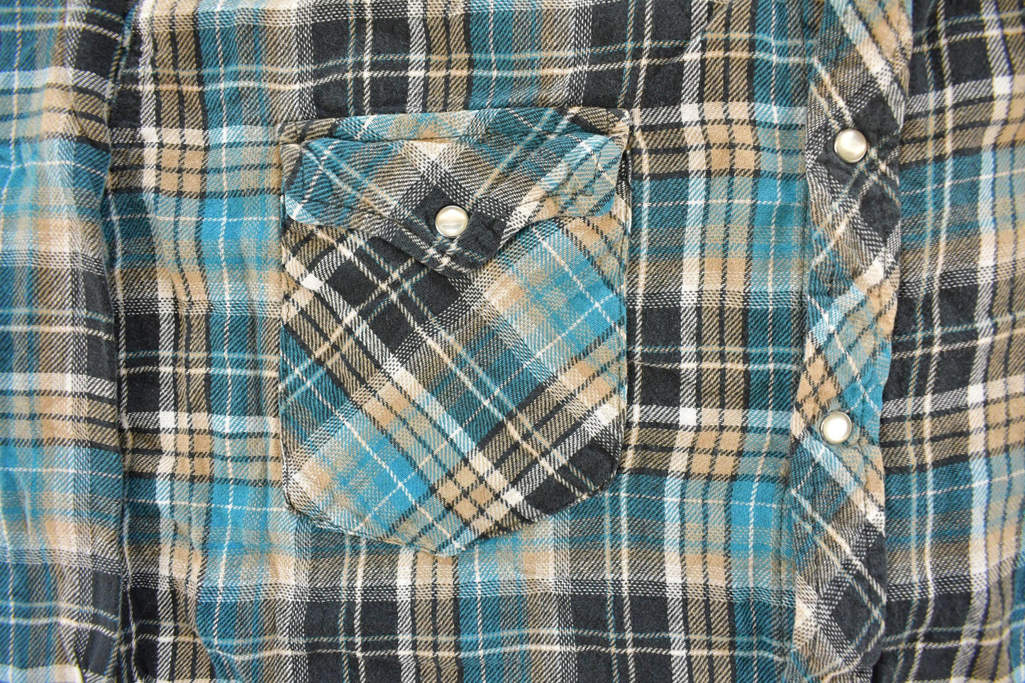 Vintage 1990s Wrangler Wrancher Plaid Flannel Pearl Snap Button Up Shirt Men's XL