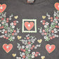 Vintage 1990's Destination LA Floral Hearts Souvenir Travel T-Shirt Women's XXL