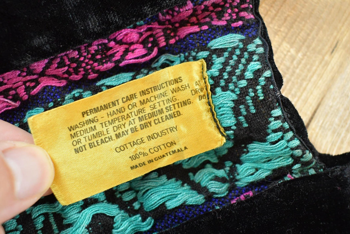 Vintage 1980s Huipil Floral Pattern Tapestry Jacket Women's M Cropped