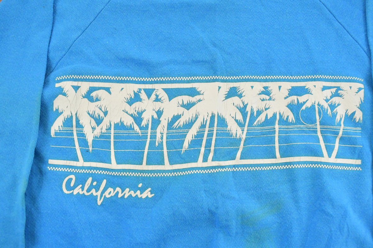 Vintage 1980s California Beach Raglan Crewneck Sweatshirt Men's S / Travel Souvenir / Americana / Made in USA