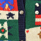 Vintage 1990s Eagles Eye 100% Wool American Flag Granny Square Patchwork Hand Knit Cardigan Sweater Women's M