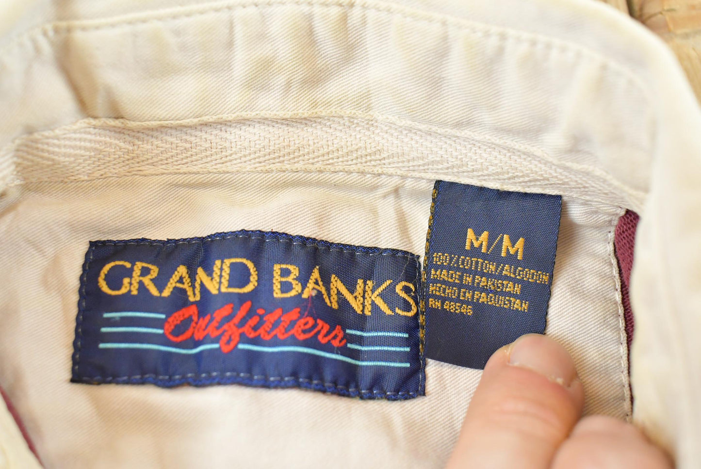 Vintage 1990s Grand Banks Outfitters Rugby Quarter Button Up Long Sleeve Polo Shirt Men's L