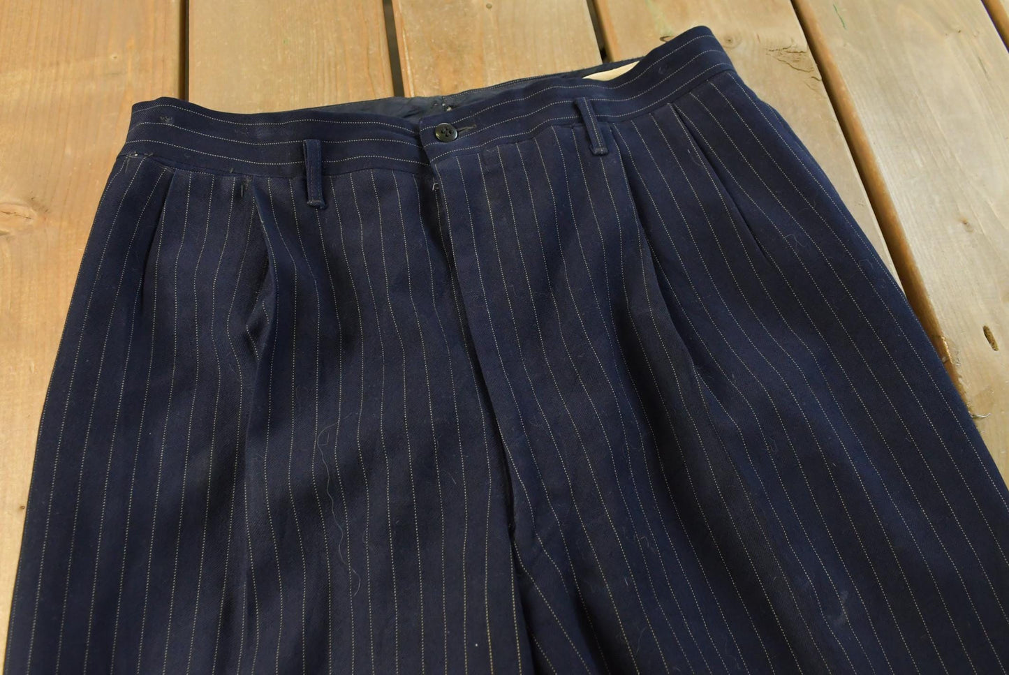 Vintage 1970s Pleated Pinstripe Trousers Men's 30 x 29.5
