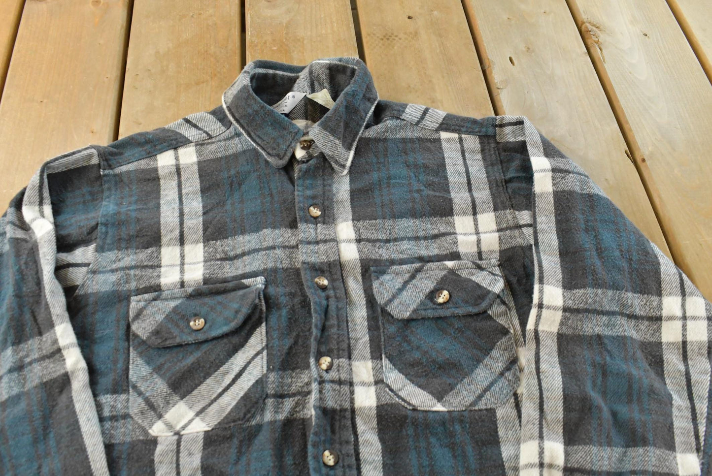 Vintage 1990s Frostproof Blue Plaid Flannel Button Up Shirt Men's L