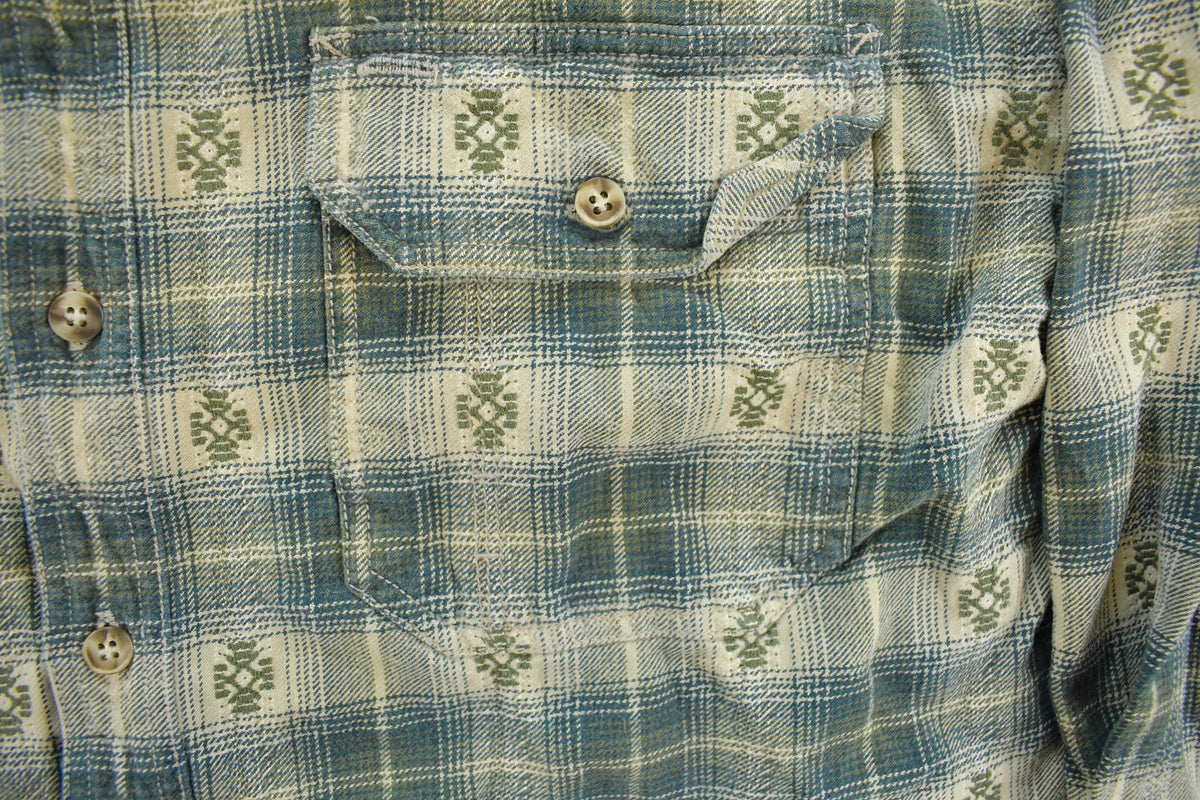 Vintage 1990s Levi's Aztec Embroidered Flannel Button Up Shirt Men's L