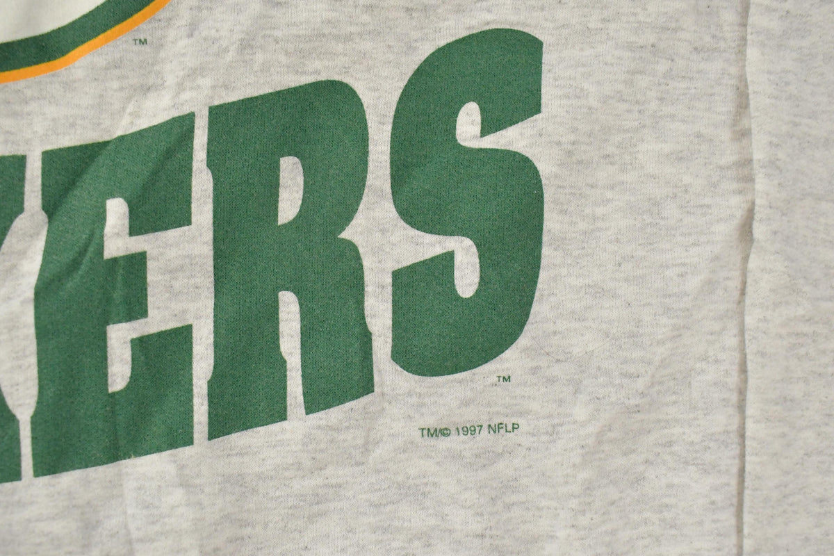 Vintage 1997 Green Bay Packers NFL Football Graphic Print Crewneck Sweatshirt Men's 2XL