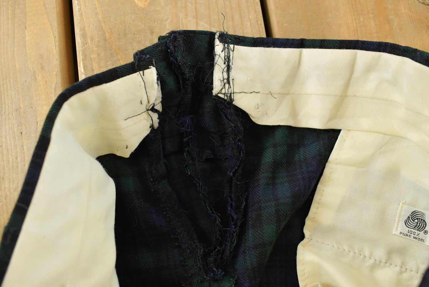 Vintage 1980s Plaid Wool Trousers Men's 36 x 29