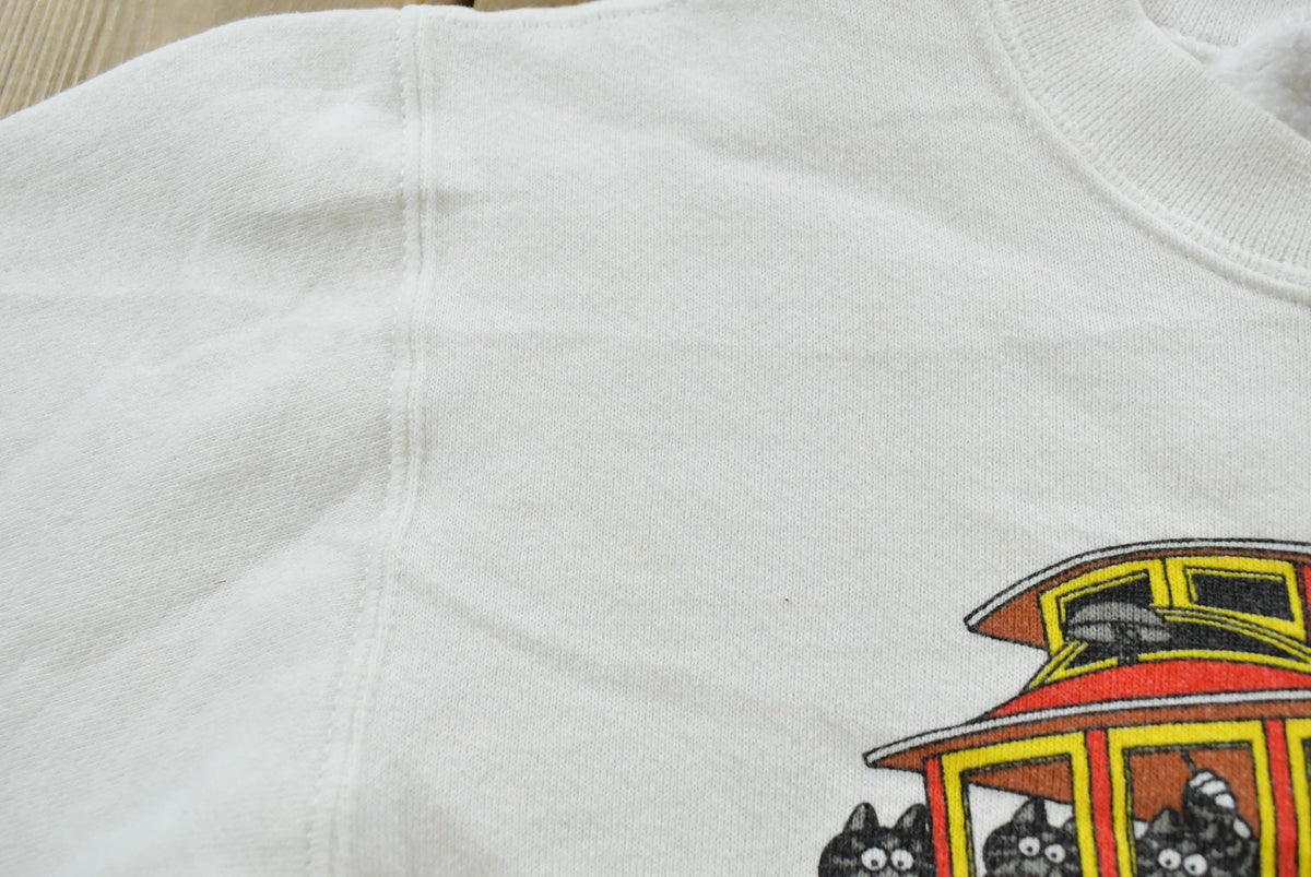 Vintage 1990s Crazy Shirt B Kliban Cats San Francisco Cable Car Souvenir Cartoon Sweatshirt Youth XS